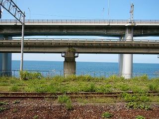 ホームから見た海