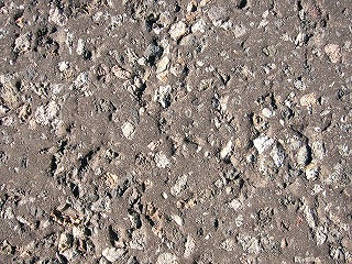 バス停前の高原道路の路面のようす