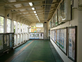 左手はすべて窓になっている回廊。日光が入り込み明るい。