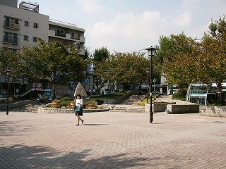 広場と外縁に木々。