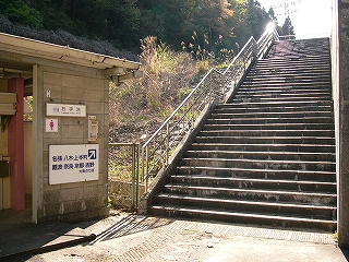 途中二回踊り場のあるまっすぐの階段。