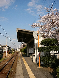 ホームと待合所と植え込み。