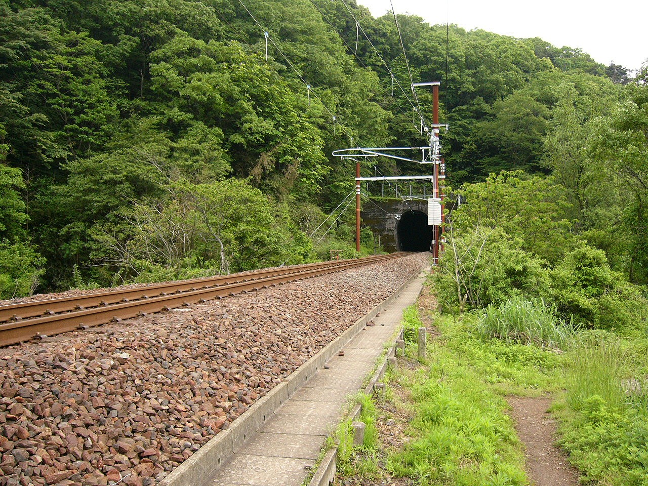 盛り土まで登って、線路付近からトンネルを